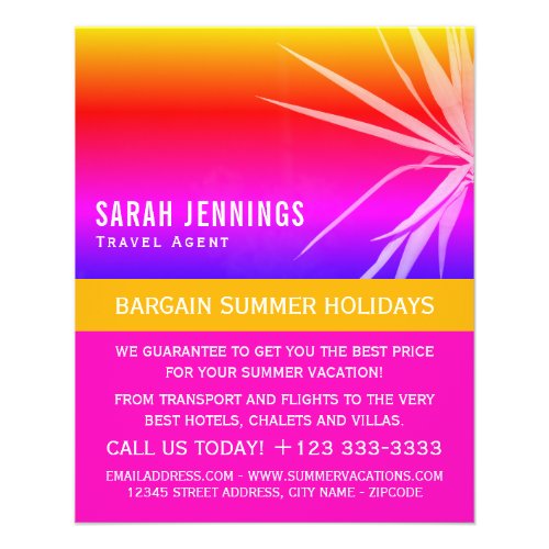 Beach Palm Leaf Silhouette Travel Agent Advert Flyer