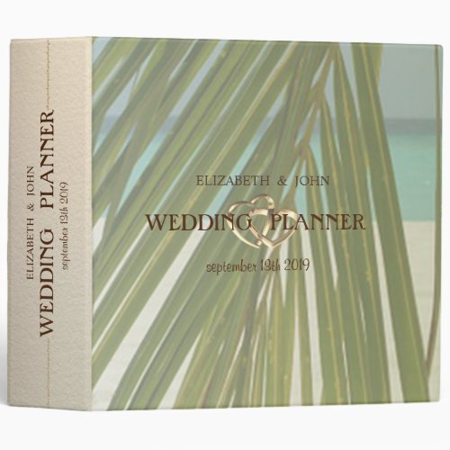 Beach Palm Leaves Wedding 3 Ring Binder