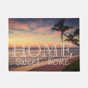 Beach, Palm, Sunset ,Home Sweet Home Doormat