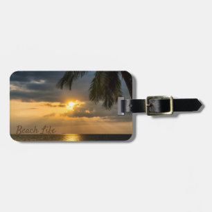 Beach, Palm ,Sunset -Personalized Luggage Tag