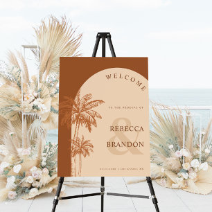 Beach Palm Tree & Ampersand Wedding Welcome Sign
