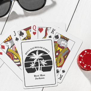 Beach Palm Tree Bachelor Party Groomsmen Poker Cards