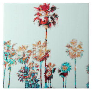 Beach Palm Tree Design 243 Ceramic Tile