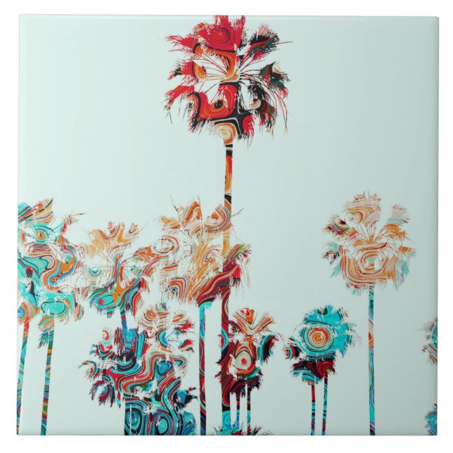 Beach Palm Tree Design 243 Ceramic Tile (Front)
