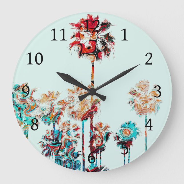 Beach Palm Tree Design 243 Large Clock (Front)