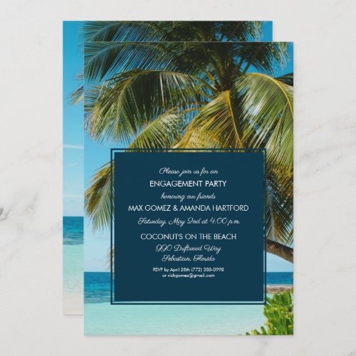 Beach Palm Tree Engagement Party Invitation