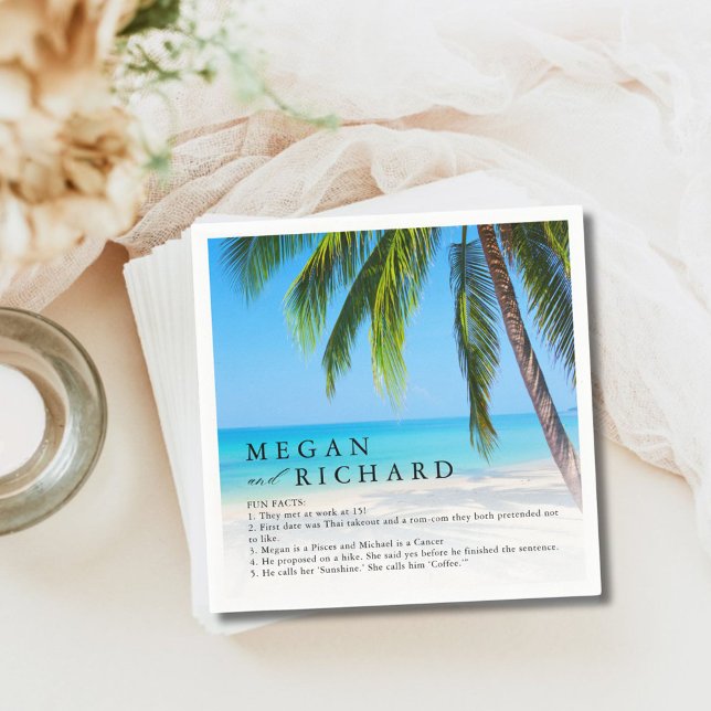 Beach Palm Tree Fun Facts Wedding Reception   Napkins (Beach Palm Tree Fun Facts Wedding Reception Napkins)