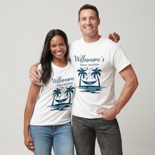 Beach Palm Tree Hammock Family Vacation T_Shirt