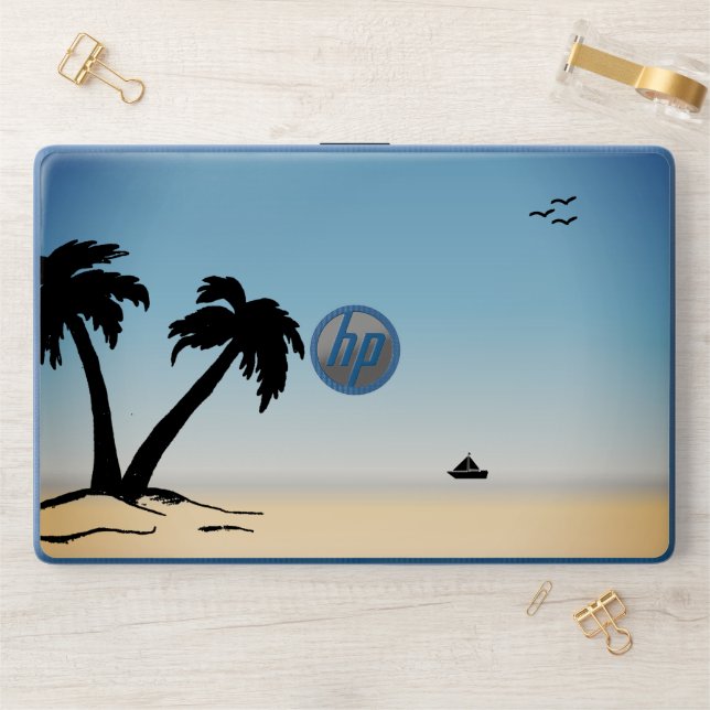 Beach Palm Tree HP Laptop Skin (Desk)