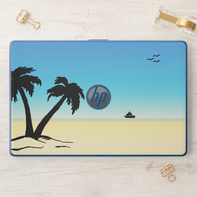Beach Palm Tree HP Laptop Skin (Desk)