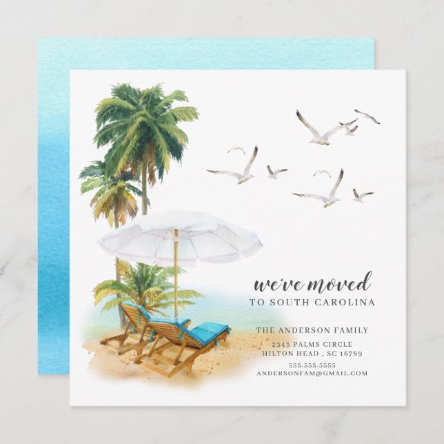 Beach Palm Tree Moving Announcement (Front/Back)