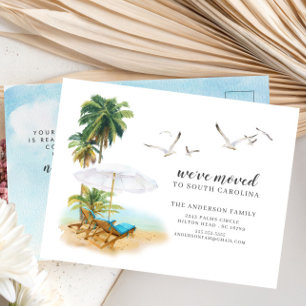 Beach Palm Tree Moving Announcement Postcard