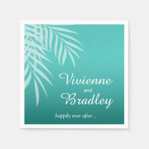 Beach Palm Tree Silhouette Cocktail aqua Paper Napkins