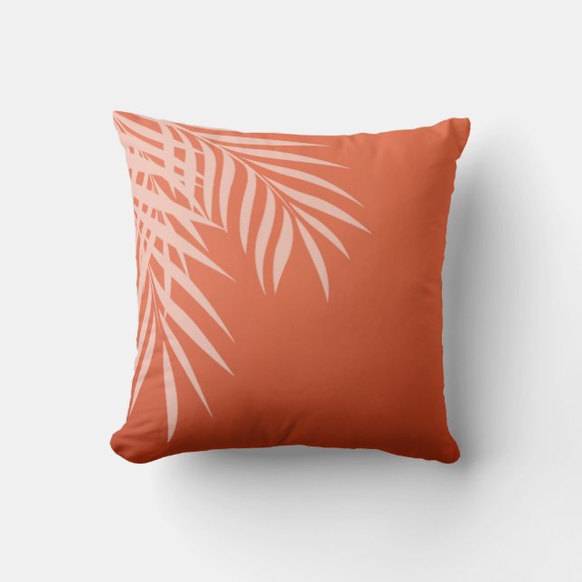 Beach Palm Tree Silhouette | coral Throw Pillow (Front)