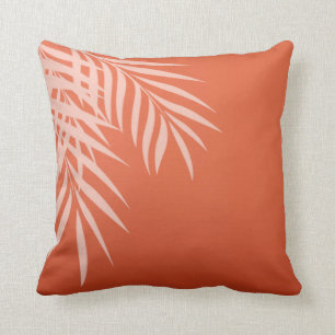 Beach Palm Tree Silhouette coral Throw Pillow