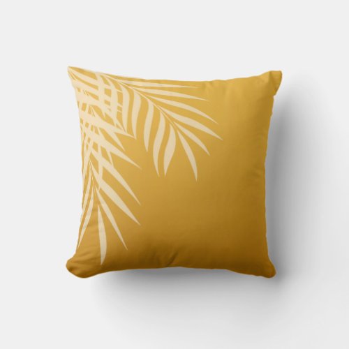 Beach Palm Tree Silhouette  gold Throw Pillow