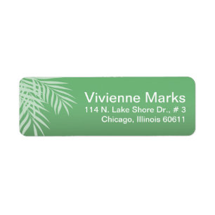 Beach Palm Tree Silhouette jade Label