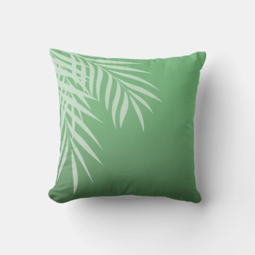 Beach Palm Tree Silhouette  jade Throw Pillow