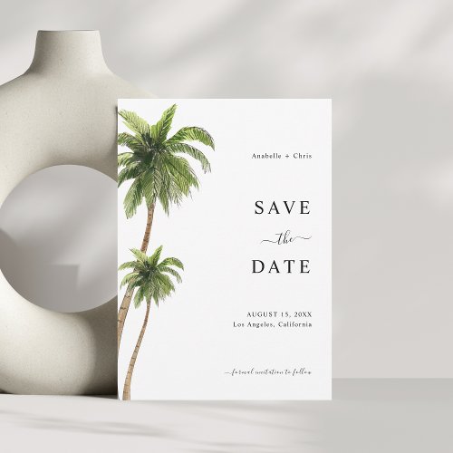 Beach Palm Tree Tropical Destination Wedding Save The Date