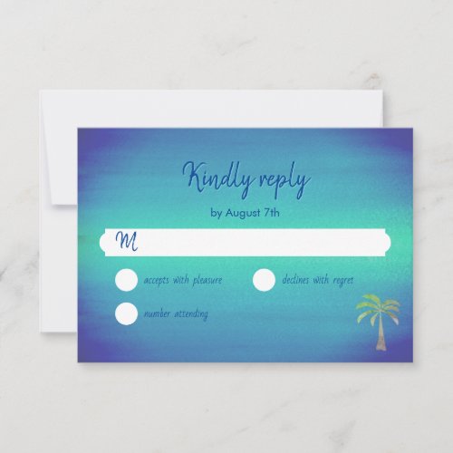Beach Palm Tree Tropical Ocean Wedding RSVP Card