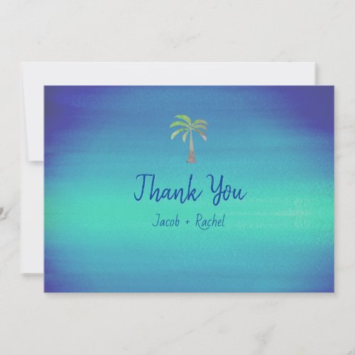 Beach Palm Tree Tropical Wedding Thank You Card