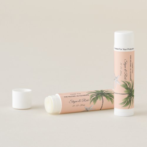 Beach Palm Tree Tropical Wedding Thank You Favor Lip Balm