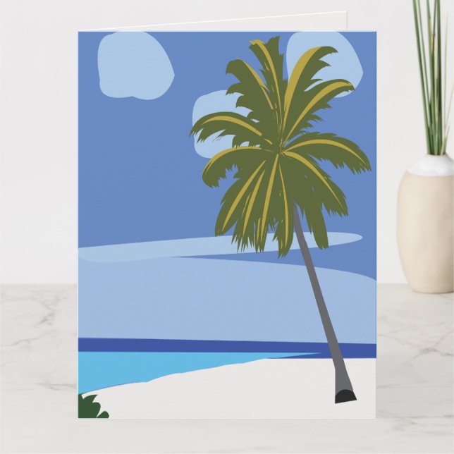 Beach Palm Tree Vacation Beach Greeting Card (Front)