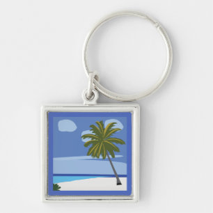 Beach Palm Tree Vacation Beach Keychain