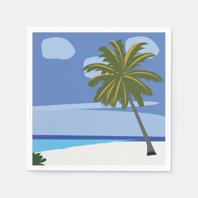 Beach Palm Tree Vacation Beach Party Napkins (Front)