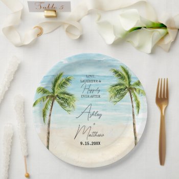 Beach Palm Tree Wedding Bridal Shower Plates by YourMainEvent at Zazzle
