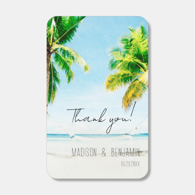 Beach Palm Tree Wedding Destination Personalized Matchboxes (Front)
