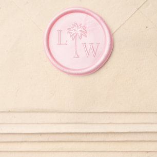 Beach Palm Tree Wedding Monogram Personalized Wax Seal Sticker