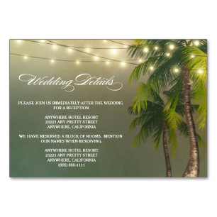 Beach Palm Tree Wedding Reception + Hotel Cards