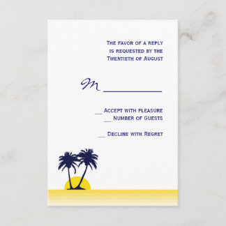 Beach Palm Tree Wedding RSVP Card
