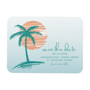 Beach Palm Tree Wedding Save the Date Magnets
