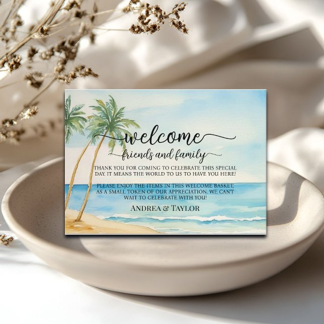 Beach Palm Tree Welcome Gift Bag Basket Place Card (Creator Uploaded)