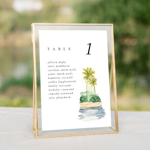 Beach Palm Trees 5x7 Wedding Seating Chart
