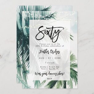 beach palm trees 60th birthday party invitation