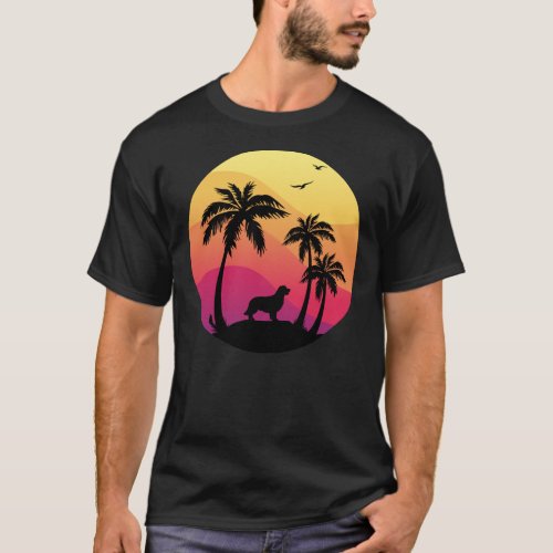 Beach Palm Trees And Golden Retriever T_Shirt