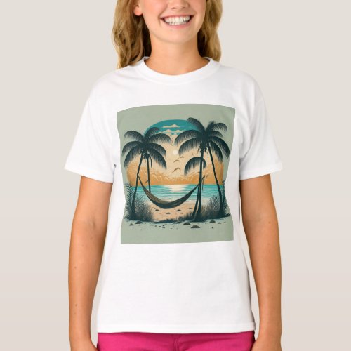 Beach Palm Trees and Hammock T_Shirt
