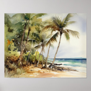 Beach Palm Trees Art Print Travel Poster