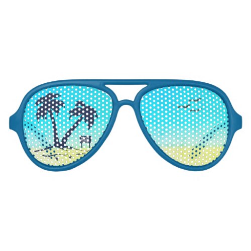 Beach Palm Trees B Aviator Sunglasses