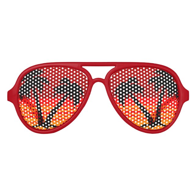 Beach Palm Trees Blazing Sun Aviator Sunglasses (Front)