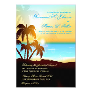Beach Palm Trees Destination Wedding Invitations