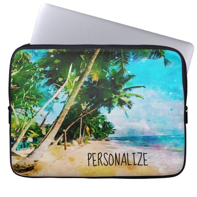 Beach Palm Trees Laptop Sleeve (Front)