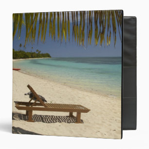 Beach, palm trees & lounger 3 ring binder