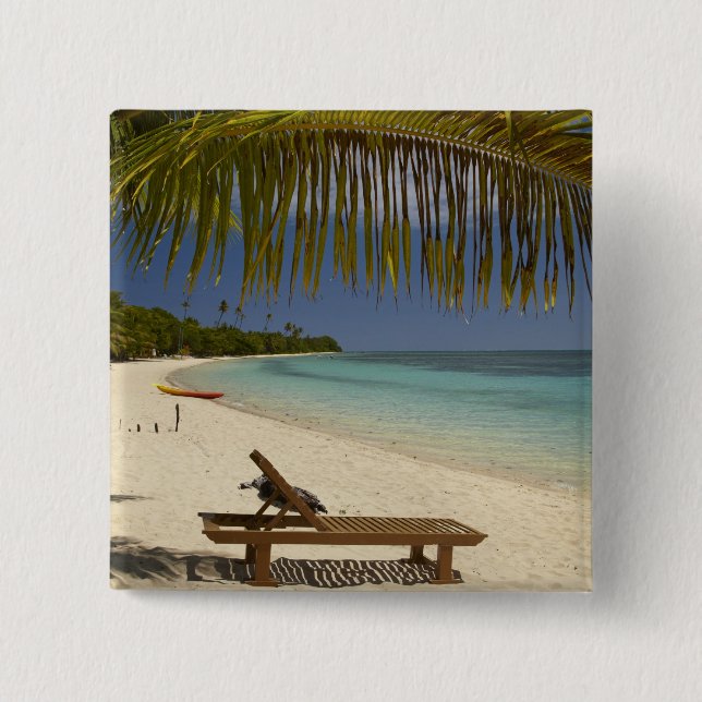 Beach, palm trees & lounger button (Front)