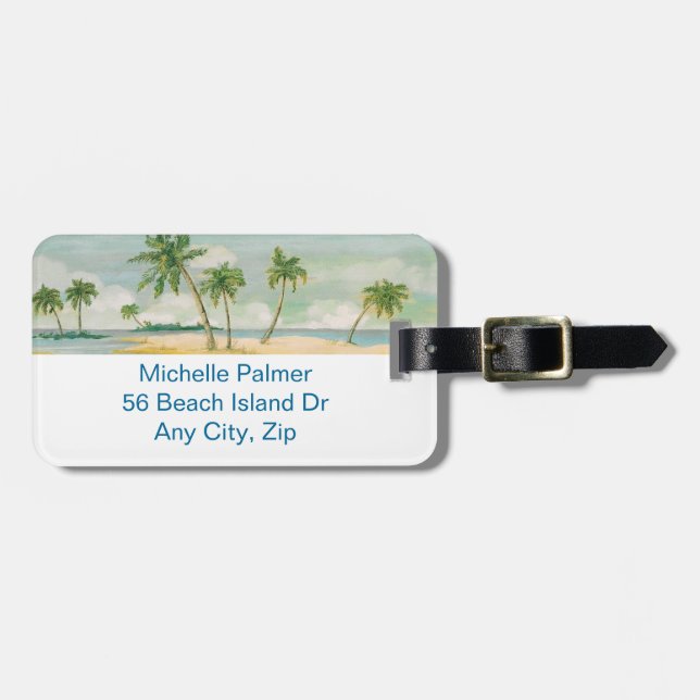 Beach Palm Trees Luggage Tag (Front Horizontal)