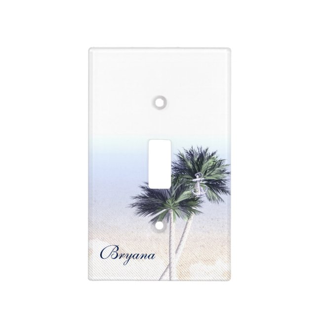 Beach Palm Trees Nautical Light Switch Cover (Front)