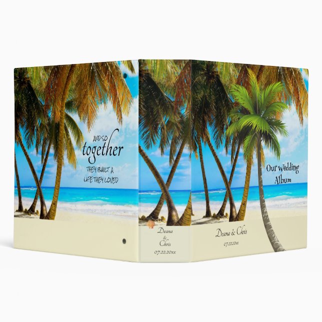 Beach, Palm Trees, Ocean  3 Ring Binder (Background)